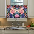 thumbnail image 2 of Yayeee Kitchen Curtains Tier Pair Light Filtering 27"x24" Rod Pocket Short Cafe Window Panel, Vibrant Pink Floral Pattern, 2 of 7
