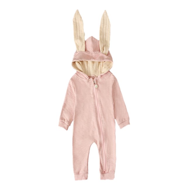 xiaxaixu Barboteuse Nouveau-Né Combinaison Automne/printemps Décontractée Mignonne Rabbit Oreilles Justaucorps