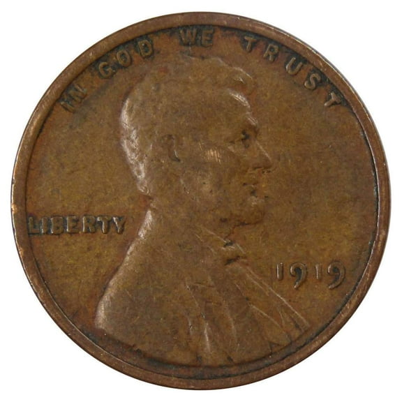 1919 Lincoln Wheat Cent F Fine Bronze Penny 1c Coin Collectible