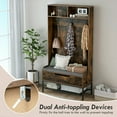 thumbnail image 7 of Canddidliike 69 Inches Tall Hall Tree 4-in-1 Coat Rack with Seat Cushion and Shoe Storage-Rustic Brown, Entryway Corner Organizer Coat Rack Freestanding for Home, 7 of 7