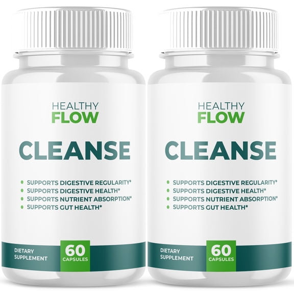 Healthy Flow Cleanse Gut Health Pills Advanced Formula Digestion Support 120 Capsules