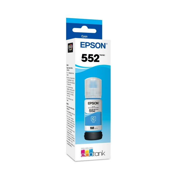 Botella de tinta Epson 552 EcoTank de ultra alta capacidad, color cian, 70 ml