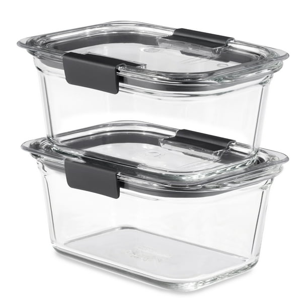 Rubbermaid 4.7 Cup Brilliance Glass Food Storage Containers, 2Pack with Lids, BPA Free and Leak