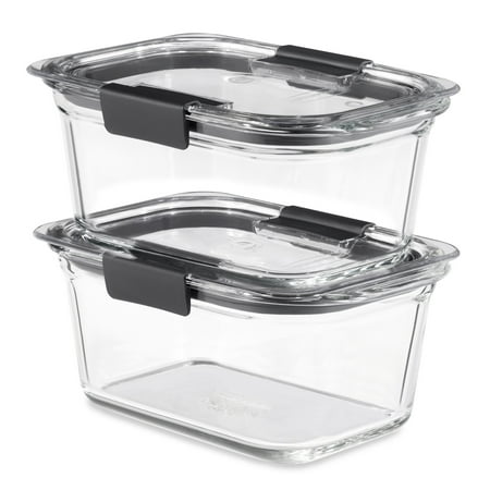 Rubbermaid 4.7 Cup Brilliance Glass Food Storage Containers, 2-Pack with Lids, BPA Free and Leak Proof