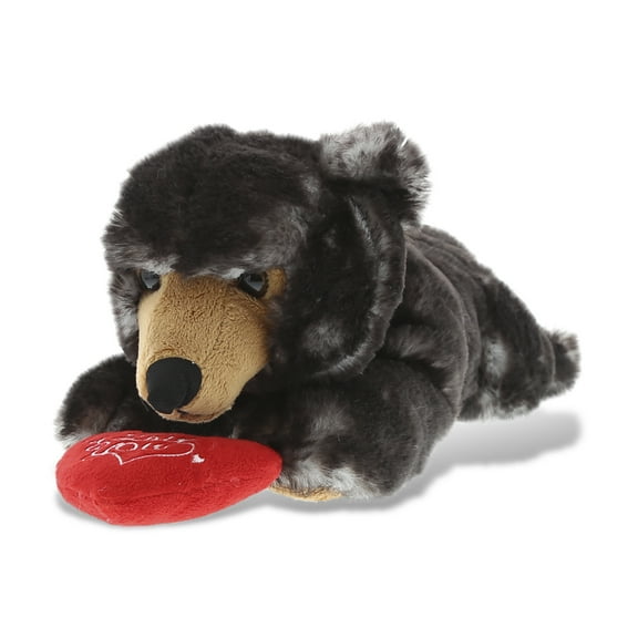 Dollibu I Love You Heart Wild Lying Black Bear Plush - 10 inches