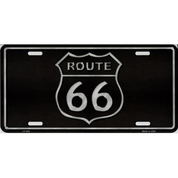 Route 66 Black Metal License Plate