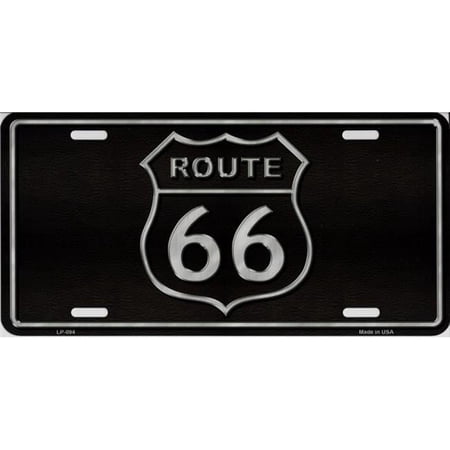 Route 66 Black Metal License Plate