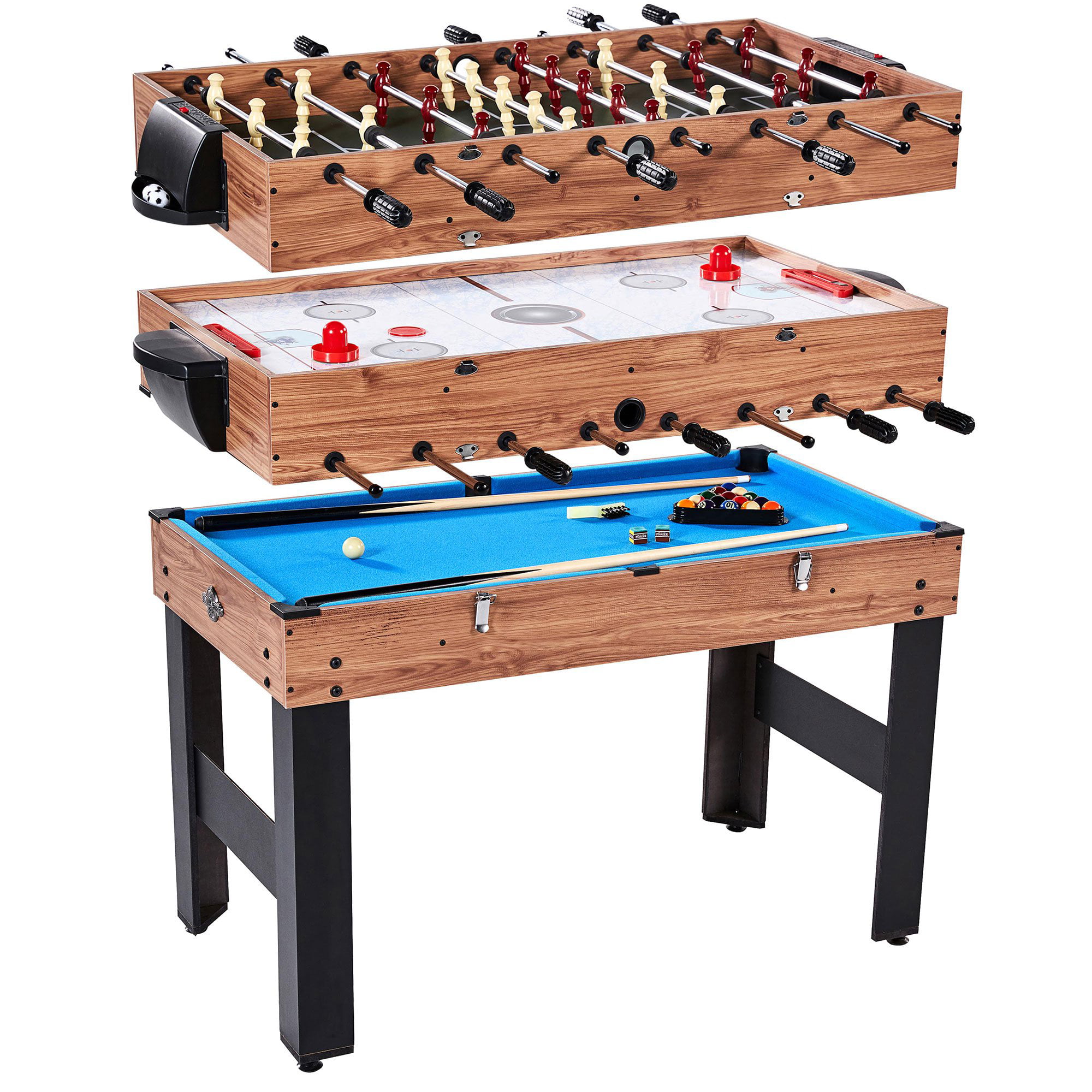 Details about   AIR HOCKEY POOL BILLIARD FOOSBALL GAME TABLE 48" 3-in-1 Accessories Included