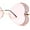 Gold Solid Pink, variant on Womens Heavy Sparkle Rhinestone Heart Butterfly Rimless Sunglasses Black Smoke