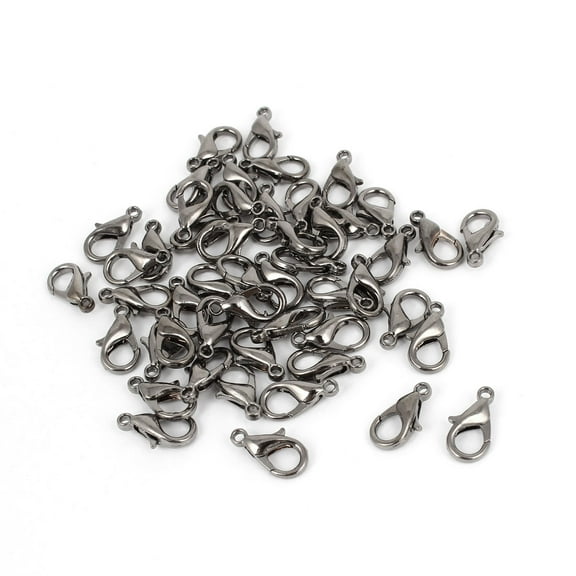 Unique Bargains 50 Pcs 14x7mm Dark Gray Lobster Trigger Claw Clasps Jewelry Connector Kits