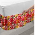 thumbnail image 2 of Flower Bed Skirt, Watercolor Styled Effect Floral Theme Flowers and Leaves Pattern Art, Elastic Bedskirt Dust Ruffle Wrap Around for Bedding Decor, 4 Sizes, Red and Orange, by Ambesonne, 2 of 2