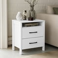 thumbnail image 5 of STYLIVIA 2-Drawer Nightstand with Open Shelf for Bedroom, Bedside Table, White, 20.9" W x 15.7" D x 22.7" H, Adult, 5 of 16