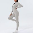 thumbnail image 4 of Jumpsuits for Women Casual Sports Turtle Neck Solid Color Bodycon Long Sleeve Half Zip Up Outwear,Silver,M, 4 of 6