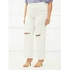 ELOQUII Elements Women's Plus Size Distressed Straight Leg Jeans