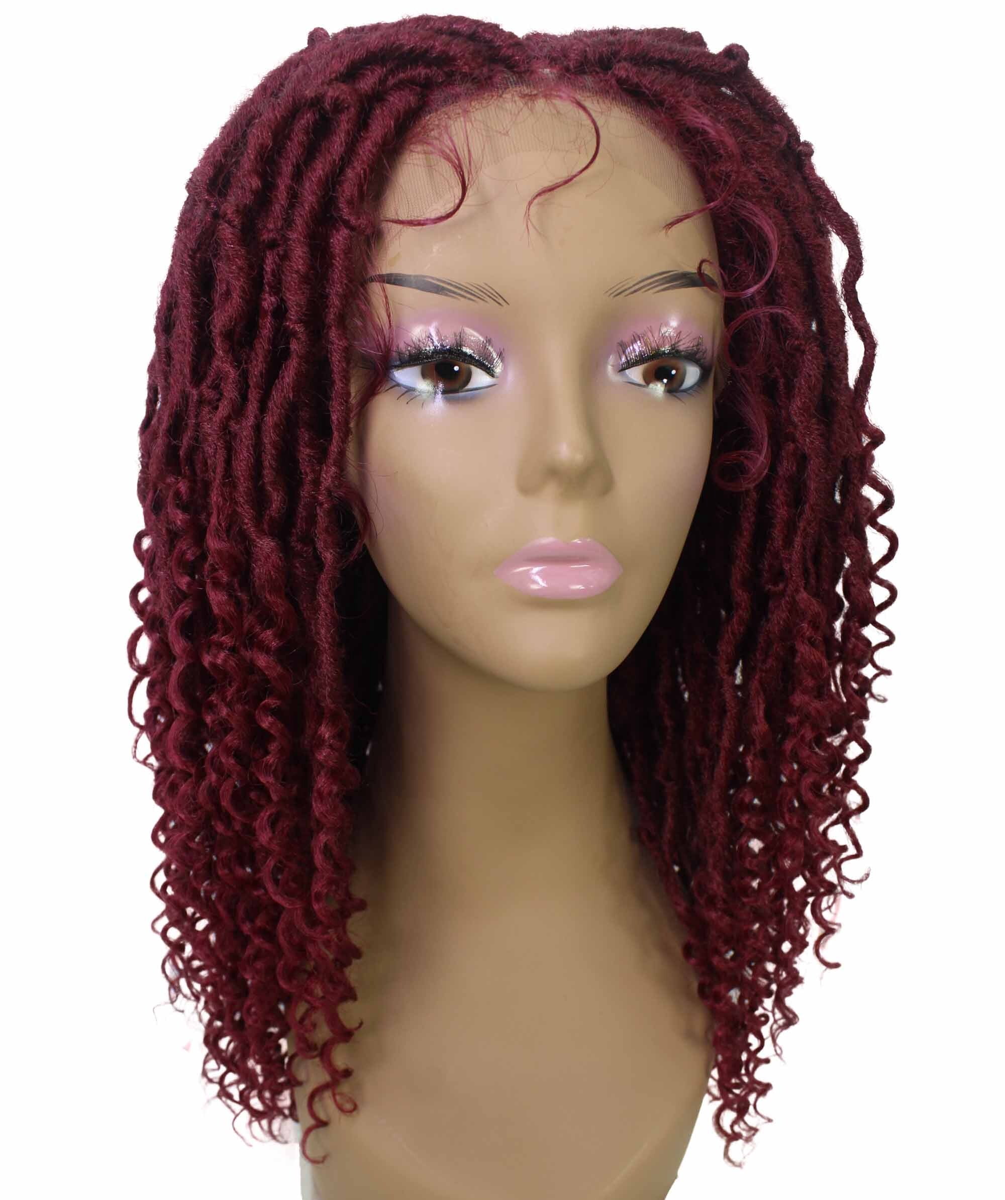 LUXLUXE Angel Curly Locs 20 in Long 4X4 Hand Tied Lace Braid Braided Wig, Beauty Heat Resistant Fiber, 20+ Shades of Natural, Dip Dyed, & Blended Colors