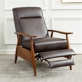thumbnail image 3 of Solaris Wood Arm Burnished Brown Faux Leather Push Back Recliner, 3 of 11