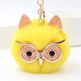thumbnail image 4 of Owl Pom Pom Keychain Fluffy Cute Owl Keychain Faux Animal Fur Pom Pom Keychain for Bag Decor - Khaki, 4 of 6