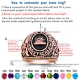 thumbnail image 3 of Personalized Custom Class Rings Sterling Silver Rings Class Rings for Women High School Cubic Zirconia Birthstone Women's Class Rings Graduation Rings for Women 2024 Size 5-15 Gold Plated Class Rings, 3 of 9