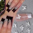 thumbnail image 2 of 20 piezas 3D exquisito hueco mariposa diamantes de imitación dijes de uñas de lujo oro/plata alas de diamante joyería accesorios de decoración de uñas, 2 of 5