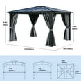 thumbnail image 2 of Dextrus 10x12FT Outdoor Single Roof Gazebo Hardtop with Netting&Shaded Curtains,Sturdy Aluminum Frame Garden Tent,Ideal for Patio, Backyard,Deck and Lawns,Grey Curtain, 2 of 5