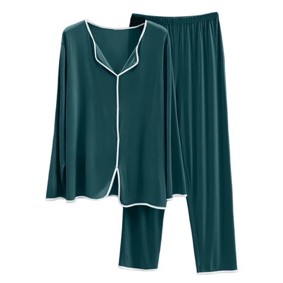 Women Pjs Sets Women's Soft Pajamas Long Sleeve Crew Neck Sleepwear Nightwear 2 Piece Pj Set for Women Womens Fall Outfits XXL