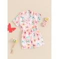 thumbnail image 6 of Aojekbee Kids Girls Pajamas Set, Dog Butterfly Print Short Sleeve Turn-down Collar Tops with Elastic Waist Shorts Sleepwear, 6 of 10