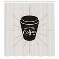 thumbnail image 3 of Ambesonne But First Coffee Shower Curtain, Retro Mug Design, 69"Wx84"L, Dark Brown Cinnamon, 3 of 3