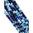 thumbnail image 1 of Natural Stripped Blue Agate Beads / Healing Energy Stone Beads / 6mm 2 Strand Gemstone Beads For DIY Jewelry Making / Faceted Round Shape Beads, 1 of 4
