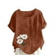 thumbnail image 1 of Vestidos Casuales Para Mujer, Blusas De Mujer De Moda Blusa informal de lino con botones y manga corta estampada para mujer, 1 of 4
