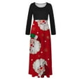 thumbnail image 4 of Robes pour Femmes 2022 Noël Col Rond Manches Longues Patchwork Imprimé Robe Longue Ligne A Robe Automne Dames, 4 of 6