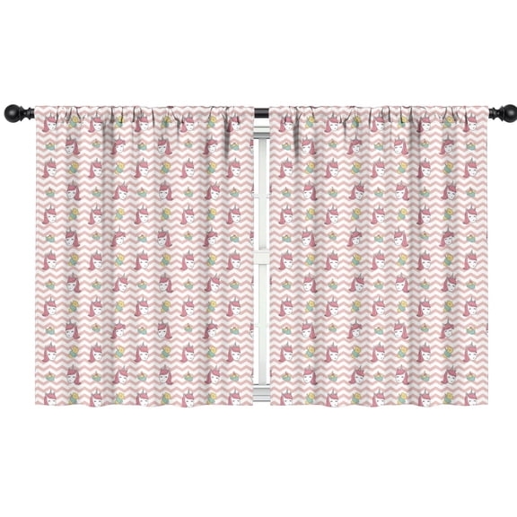 Blackout Kids Curtains,Pink Cartoon Unicorn Pattern Childrens Insulated Curtains Set Of 2,Bedroom Essentials,Toddler Room Decor 42"x54"