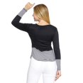 thumbnail image 3 of Blusa Para Mujer Con Manga Larga Rayas Blanco Negro y Bolsa Con Lentejuelas Casual 330708 negro M INCÃGNITA 330708, 3 of 5