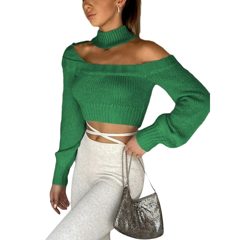 Off the shoulder jumper cropped sale