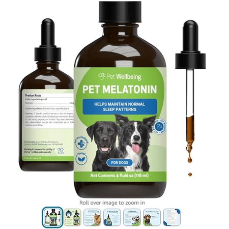 Pet Wellbeing Pet Melatonin for Dogs - Cushing's Support, Adrenal Cortisol Balance, Helps Maintain Normal Sleep Patterns - Veterinarian-Formulated - Liquid Supplement 4 fl oz (118 ml)