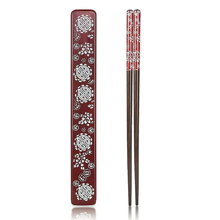 

1 Pair with Box Chopsticks Reusable Natural Wood Chopsticks Portable and Dishwasher Safe Wooden Chopsticks