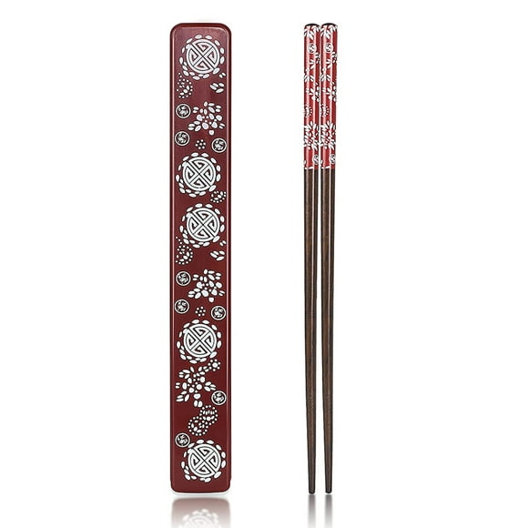 1 Pair with Box, Chopsticks Reusable Natural Wood Chopsticks, Portable and Dishwasher Safe Wooden Chopsticks