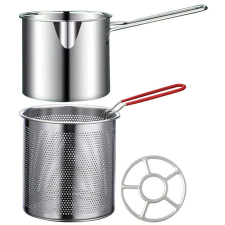 

1 Set Stainless Steel Fryer Kit Frying Pot Basket Deep Frying Pot Kitchen Fry Basket