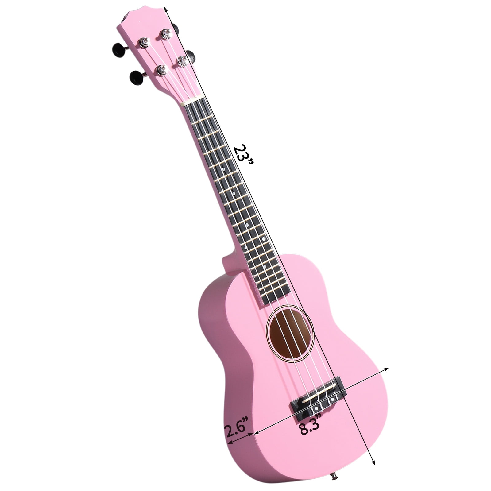 23 Inch Ukulele Beginner Kit with Bag Capo Strap Picks Tuner