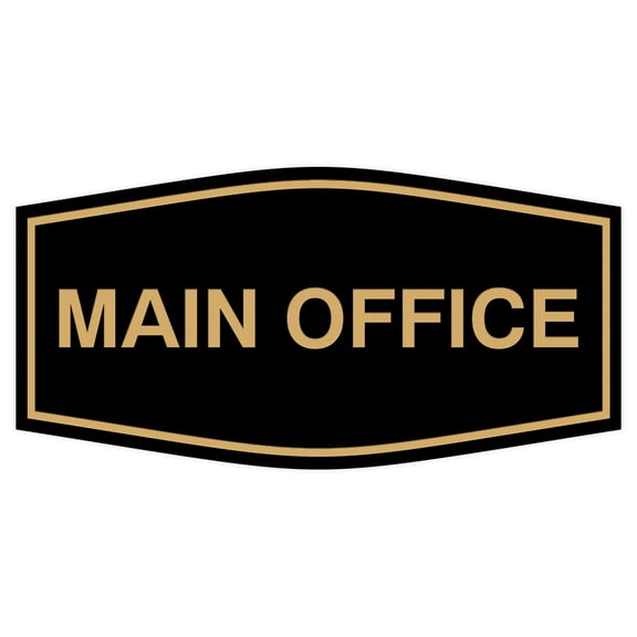 Fancy Main Office Sign (Black/Gold) - Medium 7 x 3.5"