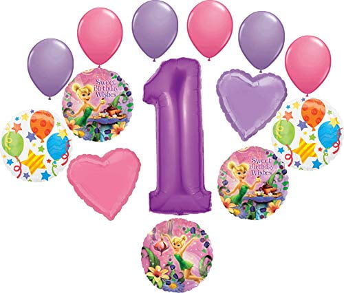 Tinkerbell Party Supplies 1st Sweet Birthday Wishes Balloon Bouquet Decorations - Purple 1