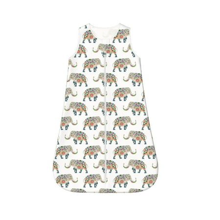

Cauagu Indian Elephant for Infant Wearable Blanket Unisex Girl Boy Swaddle Transition Sack - Newborn Essentials Sleep Clothes-Large