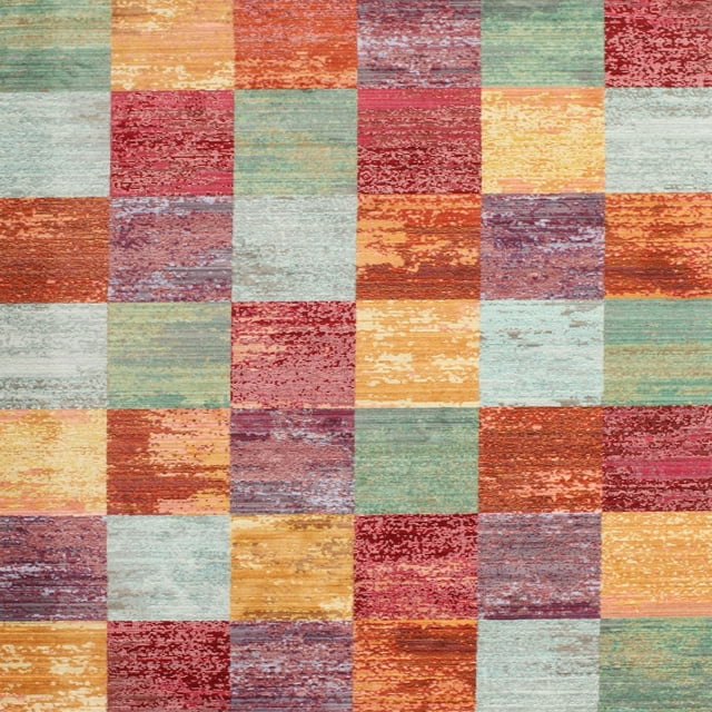 Ahgly Company Machine Washable Indoor Square Contemporary Grapefruit Red Area Rugs, 7' Square