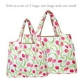 thumbnail image 3 of Wrapables Large & Small Foldable Tote Nylon Reusable Grocery Bags, Set of 2, Pink Tulips, 3 of 5