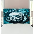 thumbnail image 1 of Mystic Headboard, Big Tree Thorns Branch in Spooky Night Fantasy Halloween Illustration Print, Upholstered Decorative Metal Bed Headboard with Memory Foam, Twin Size, Teal White, by Ambesonne, 1 of 4