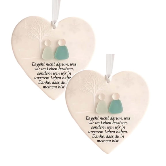 2Pcs Clearance Sale! Heart Shaped Sea Glass Hanging Ornament Coastal Beach Theme For Home Garden Wall Window Display Hangs Practical Home Decor 3.1" X 3.1" X 0.4"