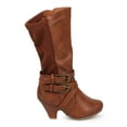 thumbnail image 2 of New Girl Link Bibi-12K Mix Media Almond Toe Kiddie Heel Criss Cross Stretch Boot, 2 of 5