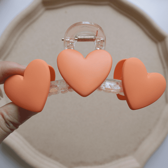 2 Pieces Hair Clips for Women Design Nonslip Hair Candy-Colored Love Grab Clip---Orange