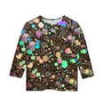 thumbnail image 5 of Edvintorg Shirts for Girls Casual 3/4 Sleeve Tops for Kids Girls Sequin Printed Crewneck Pullover Loose Fit Blouse Shirt 3-12 Years, 5 of 5