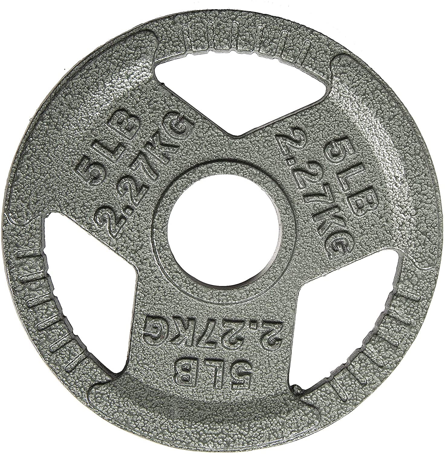 BalanceFrom Tri-Grip Cast Iron Plate Weight Plate for Strength Training, Weightlifting and Crossfit, 2-Inch, 5lbs Set of 4