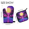 thumbnail image 2 of Yayeee Oven Mitts and Pot Holder Set of 2 Heat Resistant Kitchen Gloves Baking Hot Pad, Purple Neon Road, 2 of 5